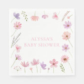 Serviette En Papier Baby shower Fleur sauvage rose violet (Devant)
