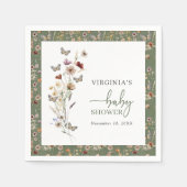 Serviette En Papier Baby shower Fleur sauvage Sage Green (Devant)