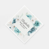 Serviette En Papier Baby shower Fleur sauvage Turquoise Boho (Coin)
