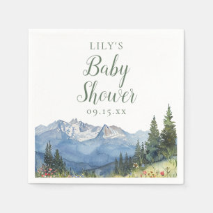 Serviette En Papier Baby shower Fleur sauvage Watercolor Mountain