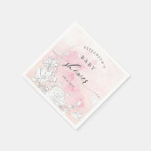 Serviette En Papier baby shower fleuri et moderne (Coin)