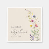 Serviette En Papier Baby shower fleuri Fleur sauvage beige printemps (Devant)