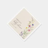Serviette En Papier Baby shower fleuri Fleur sauvage beige printemps (Coin)