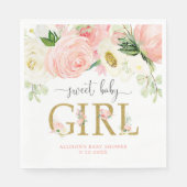 Serviette En Papier Baby shower fleuri rose pâle et doux pour petite f (Devant)