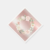 Serviette En Papier Baby Shower Fleurie Rose Métallisé Aquarelle (Coin)