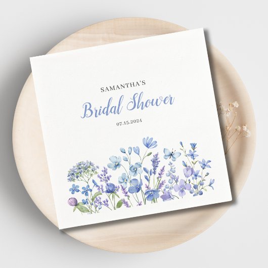Serviette En Papier Baby Shower Fleurs Bleues de Mariée 