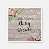 Serviette En Papier Baby shower Fleurs Chic Fleurs Bois Rustique Lumiè (Devant)