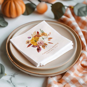 Serviette En Papier Baby Shower Fleurs d'automne et citrouilles