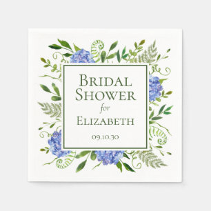 Serviette En Papier Baby Shower Fleurs d'Hydrange Bleues