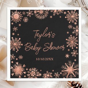 Serviette En Papier Baby Shower Flocons de Neige en Or Rose