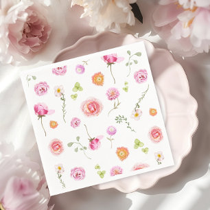 Serviette En Papier Baby shower floral aquarelle