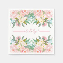 Baby shower Floral Aquarelle Cocktail Napkin