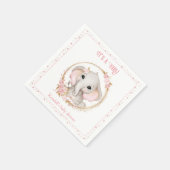 Serviette En Papier Baby shower floral blanc rose joli Eléphant (Coin)