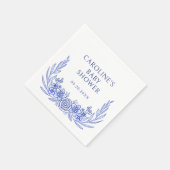 Serviette En Papier Baby shower Floral Bleu (Coin)