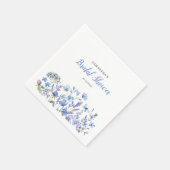 Serviette En Papier Baby Shower Floral Bleu de Mariage  (Coin)