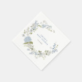 Serviette En Papier Baby shower Floral Bleu délicat Invitation (Coin)