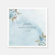 Baby shower Floral Bleu d'hiver