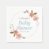 Serviette En Papier Baby shower Floral Blue Boy (Devant)