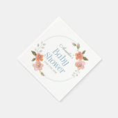 Serviette En Papier Baby shower Floral Blue Boy (Coin)