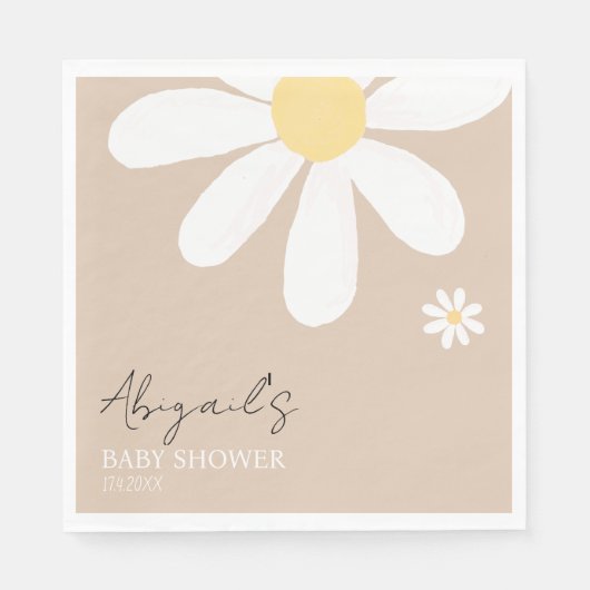 Serviette En Papier Baby shower Floral Boho Daisy (Devant)