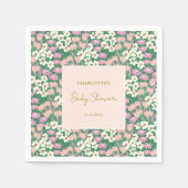 Serviette En Papier Baby shower Floral Boho Retro Rose Sage (Devant)