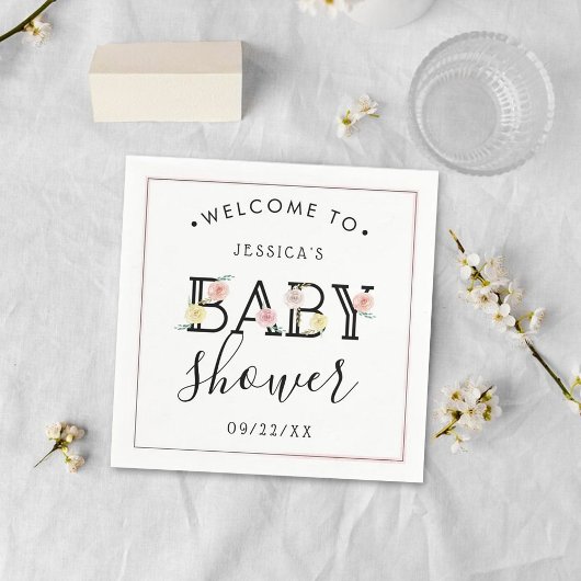 Serviette En Papier Baby shower Floral Chic