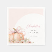 Serviette En Papier Baby shower Floral Citrouille Bow (Devant)