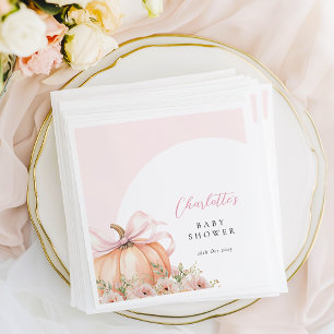 Serviette En Papier Baby shower Floral Citrouille Bow