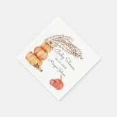 Serviette En Papier baby shower floral citrouille d'automne monogramme (Coin)