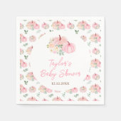 Serviette En Papier Baby shower Floral Citrouille rose (Devant)