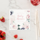 Serviette En Papier baby shower floral clair aquarelle (En situation)