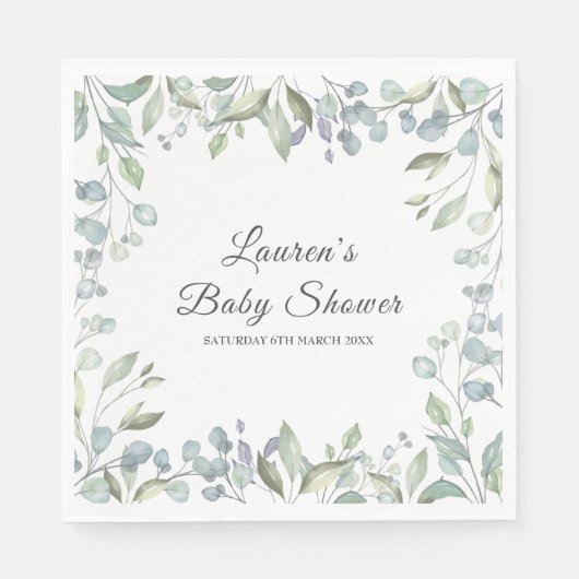 Serviette En Papier Baby shower Floral de campagne / Saupoudrer (Devant)