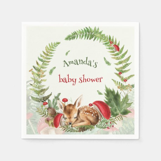 Serviette En Papier Baby shower floral de cerfs (Devant)