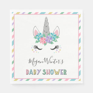 Serviette En Papier Baby shower floral de licorne