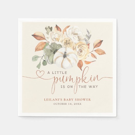 Serviette En Papier Baby shower floral de Little Citrouille Fall (Devant)