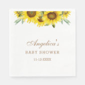 Serviette En Papier Baby shower floral de tournesol jaune (Devant)