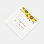 Serviette En Papier Baby shower floral de tournesol jaune (Coin)