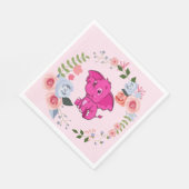 Serviette En Papier Baby shower floral d'éléphant pour fille rose (Coin)
