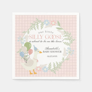 Serviette En Papier Baby shower Floral En vichy d'oie soie rose