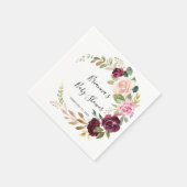 Serviette En Papier Baby shower floral et botanique rustique (Coin)