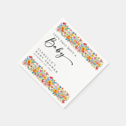 Serviette En Papier Baby shower Floral Fiesta Taco Bout (Coin)