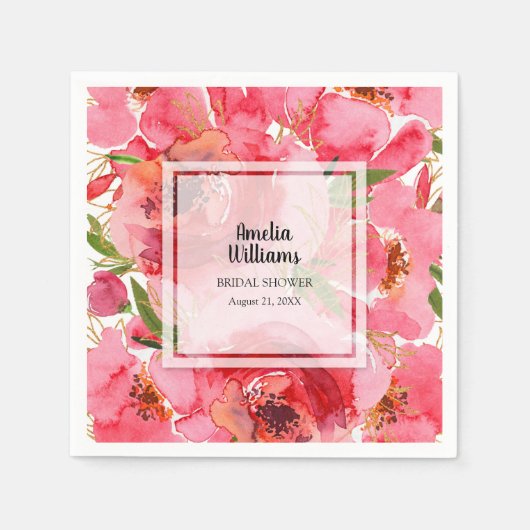 Serviette En Papier Baby Shower Floral Fleur d'Eau (Devant)