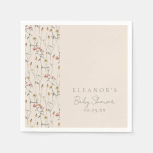 Serviette En Papier Baby Shower Floral Fleur Sauvage Fantaisiste Sur M