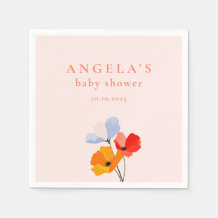 Serviette En Papier Baby shower floral gras