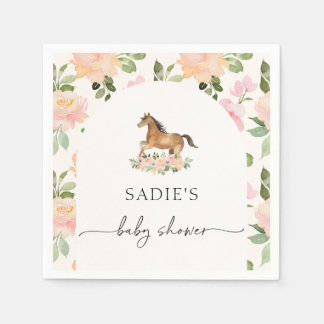 Serviette En Papier Baby shower Floral Horse