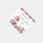 Serviette En Papier Baby shower Floral Lilac Pink (Coin)