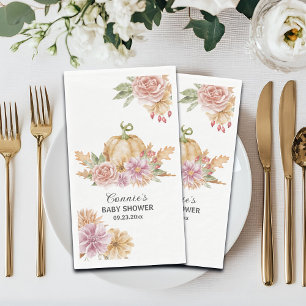 Serviette En Papier Baby shower Floral Little Citrouille automne