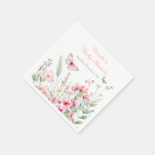 Serviette En Papier Baby shower floral papillon rose printanier (Coin)