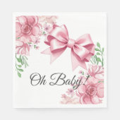 Serviette En Papier Baby shower Floral Pink Bow (Devant)