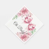 Serviette En Papier Baby shower Floral Pink Bow (Coin)